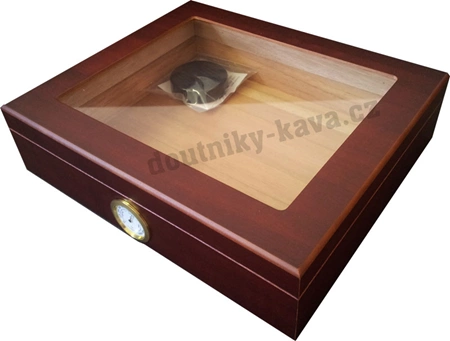 Humidor prosklený červeno-hnědý - 25D