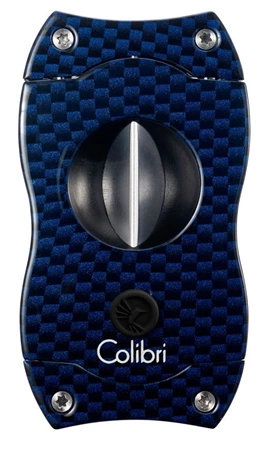 Ořezávač doutníků Colibri V-cut Carbon - Modrý