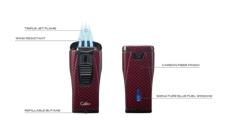 Doutníkový zapalovač Colibri Monaco Carbon Červený