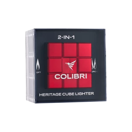 Doutníkový stolní zapalovač Colibri Heritage Cube - červený