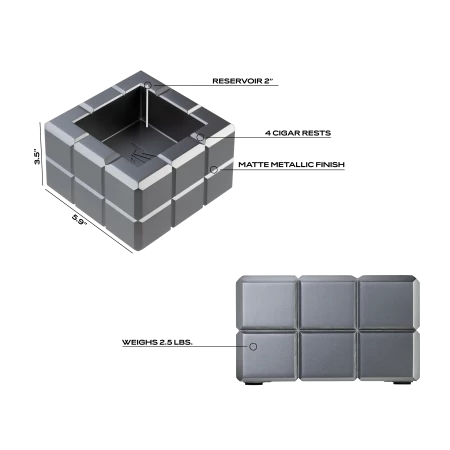 Doutníkový popelník Colibri Heritage Cube - gunmetal