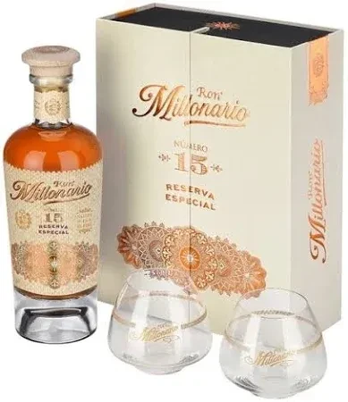 Millonario 15y Solera Reserva Especial Dárkový Box se 2 skleničkami 40% 0,7 L