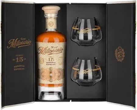 Millonario 15y Solera Reserva Especial Dárkový Box se 2 skleničkami 40% 0,7 L